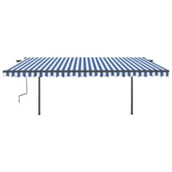 VIDAXL Auvent Manuel Rétractable Avec Poteaux 5x3 M Bleu Et Blanc -Promos Le Jardin Vivant Magasin 6467161cc5c3e1.50184746
