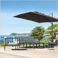 Parasol Déporté Marron Natural + Dalle Et Housse L400xh272xl300 - Jules - Cezare -Promos Le Jardin Vivant Magasin 646bb5c37aa951.58731024