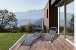 Baisao - Bain De Soleil Courbé Textilène Aluminium - Inclinable - Coussin De Tête - Léger Et Confortable - Gris/gris Anthracite - X2 -Promos Le Jardin Vivant Magasin 646d14a285a155.53632750