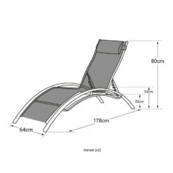 Baisao - Bain De Soleil Courbé Textilène Aluminium - Inclinable - Coussin De Tête - Léger Et Confortable - Taupe/blanc - X2 -Promos Le Jardin Vivant Magasin 646d14a3902cd5.67623624
