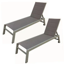 Baisao - Bain De Soleil Droit Textilène Aluminium - Inclinable Et Confortable - Léger Et Facile à Déplacer - Roulettes Arrière -