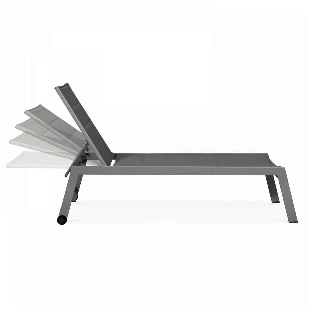 Lot De 2 Bains De Soleil En Aluminium Gris 7 Lot De 2 Bains De Soleil En Aluminium Gris – Image 5