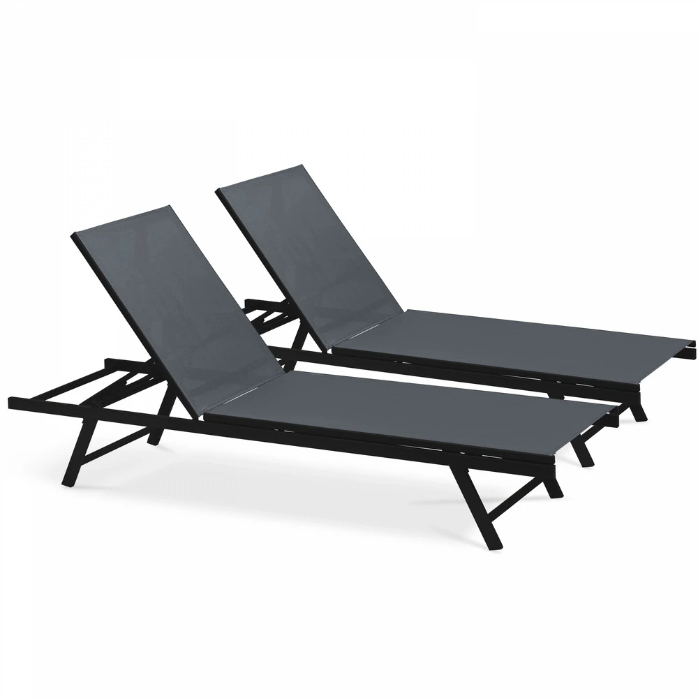 Lot De 2 Bains De Soleil En Acier Gris 3 Lot De 2 Bains De Soleil En Acier Gris