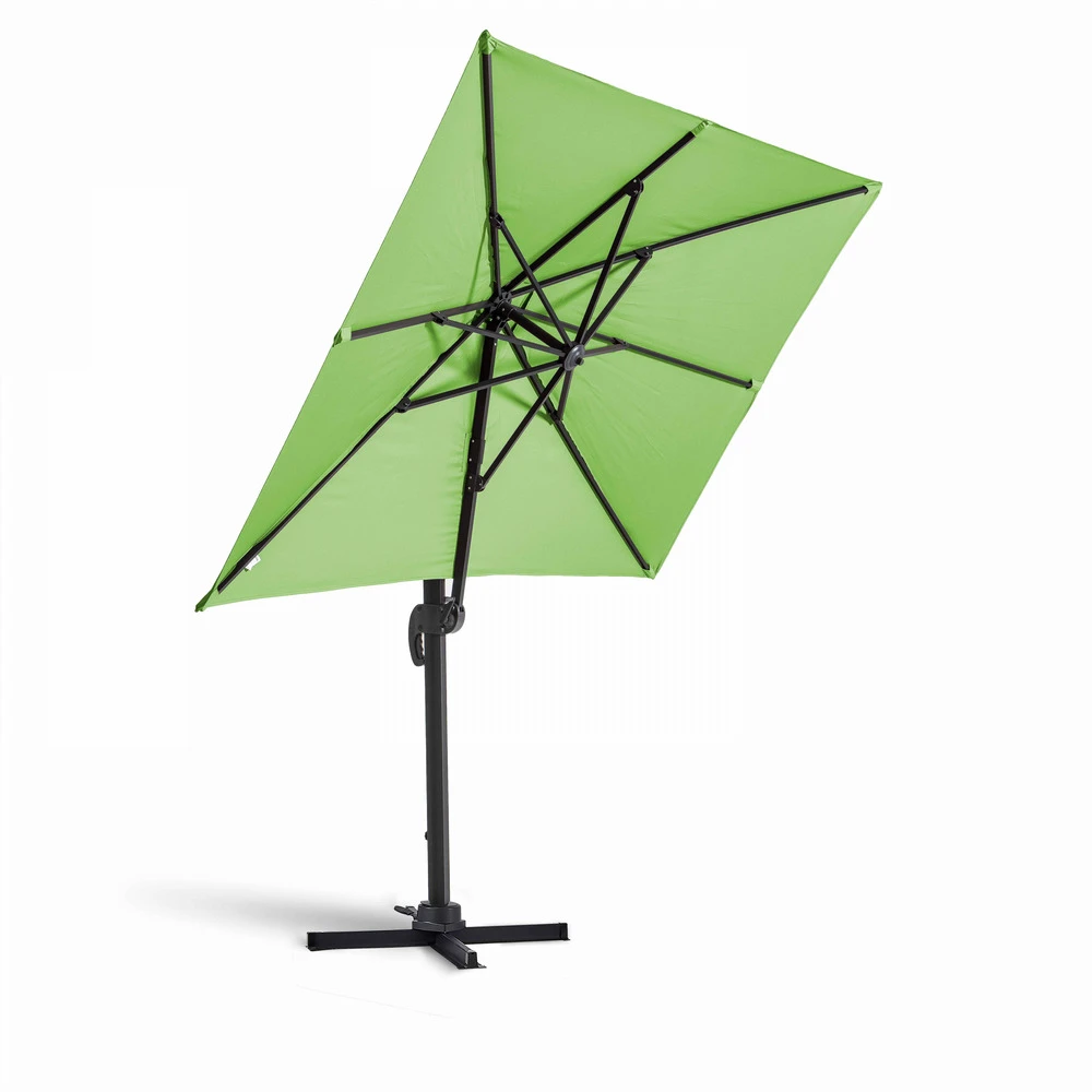 Parasol Déporté 2x3 M Et 4 Dalles Lestées Aluminium Vert 4 Parasol Déporté 2x3 M Et 4 Dalles Lestées Aluminium Vert – Image 2
