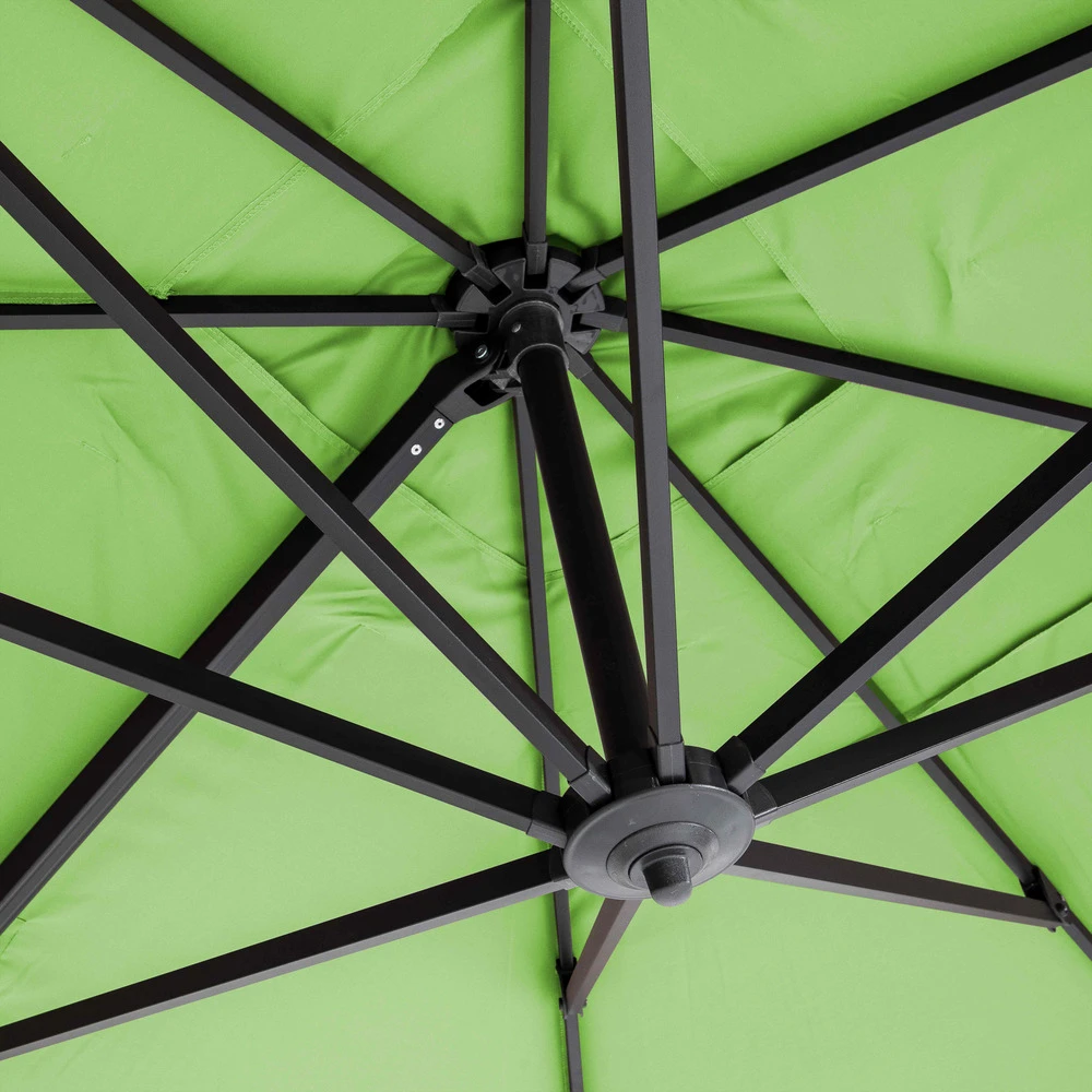 Parasol Déporté 2x3 M Et 4 Dalles Lestées Aluminium Vert 7 Parasol Déporté 2x3 M Et 4 Dalles Lestées Aluminium Vert – Image 5