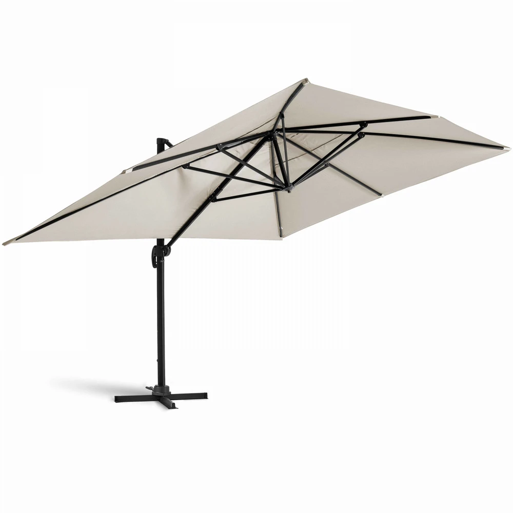 Parasol Déporté 3x4m Et 4 Dalles Lestées Aluminium Blanc 4 Parasol Déporté 3x4m Et 4 Dalles Lestées Aluminium Blanc – Image 2