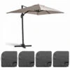 Parasol Déporté 2x3 M Et 4 Dalles à Remplir Aluminium Taupe