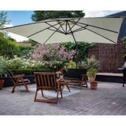 Parasol Déporté 3x4m En Aluminium écru -Promos Le Jardin Vivant Magasin 646e58dfba7256.33474238