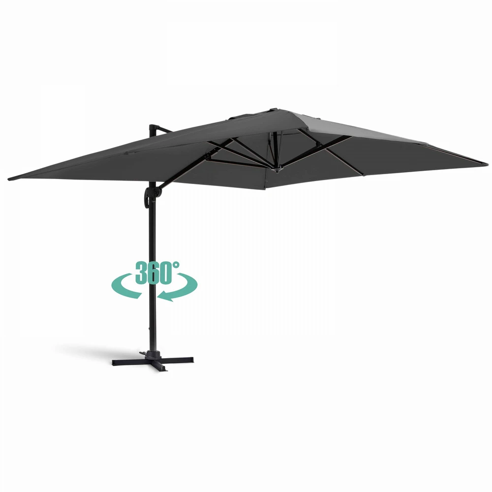 Parasol Déporté 3x4m Et 4 Dalles à Remplir Aluminium Gris 4 Parasol Déporté 3x4m Et 4 Dalles à Remplir Aluminium Gris – Image 2
