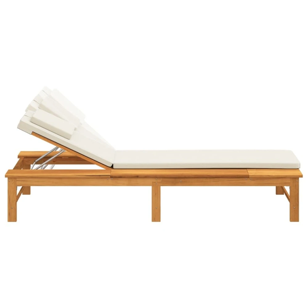 VIDAXL Chaise Longue Coussin/oreiller Blanc Crème Bois Massif Acacia 8 VIDAXL Chaise Longue Coussin/oreiller Blanc Crème Bois Massif Acacia – Image 6
