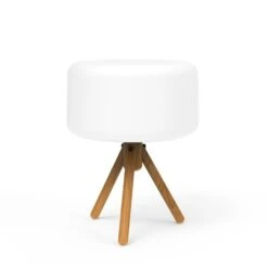 Lampe De Table Chloe 35 Trépied En Bois Batterie Rechargeable Led Rgb Avec Télécommande Hauteur 36cm