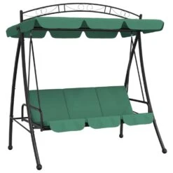 VIDAXL Balancelle De Jardin Avec Auvent Vert 198 Cm Tissu Et Acier