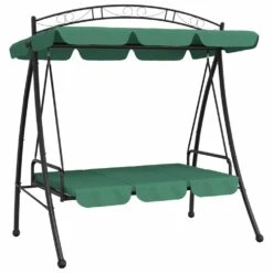 VIDAXL Balancelle De Jardin Avec Auvent Vert 198 Cm Tissu Et Acier -Promos Le Jardin Vivant Magasin 646fad87cee666.14086453