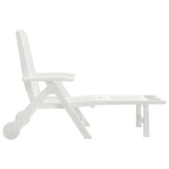 VIDAXL Chaise Longue Pliable Avec Roues Blanc Pp -Promos Le Jardin Vivant Magasin 6470a72c1a18e4.64007835