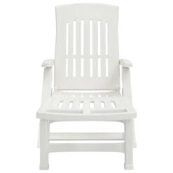 VIDAXL Chaise Longue Pliable Avec Roues Blanc Pp -Promos Le Jardin Vivant Magasin 6470a72c972db5.24329862