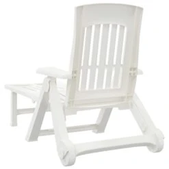 VIDAXL Chaise Longue Pliable Avec Roues Blanc Pp -Promos Le Jardin Vivant Magasin 6470a72c9f7c16.36384443