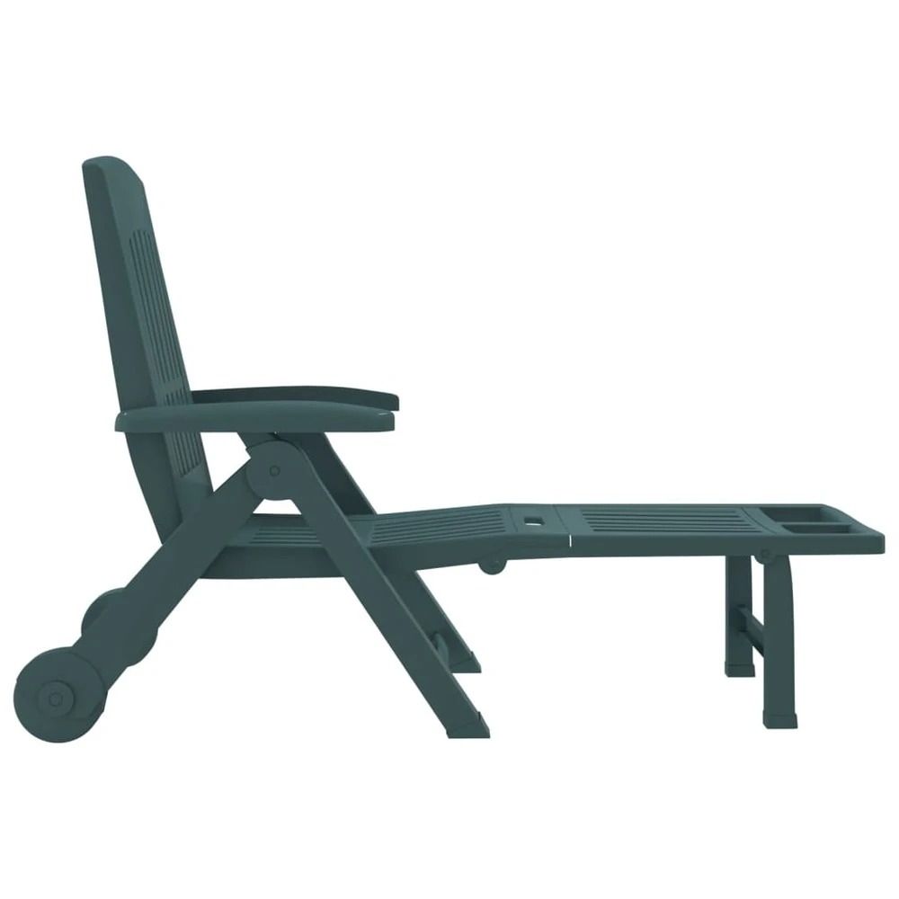 VIDAXL Chaise Longue Pliable Avec Roues Vert Pp 6 VIDAXL Chaise Longue Pliable Avec Roues Vert Pp – Image 4