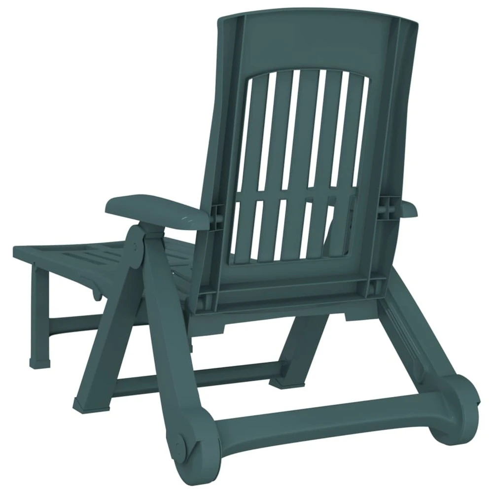 VIDAXL Chaise Longue Pliable Avec Roues Vert Pp 7 VIDAXL Chaise Longue Pliable Avec Roues Vert Pp – Image 5
