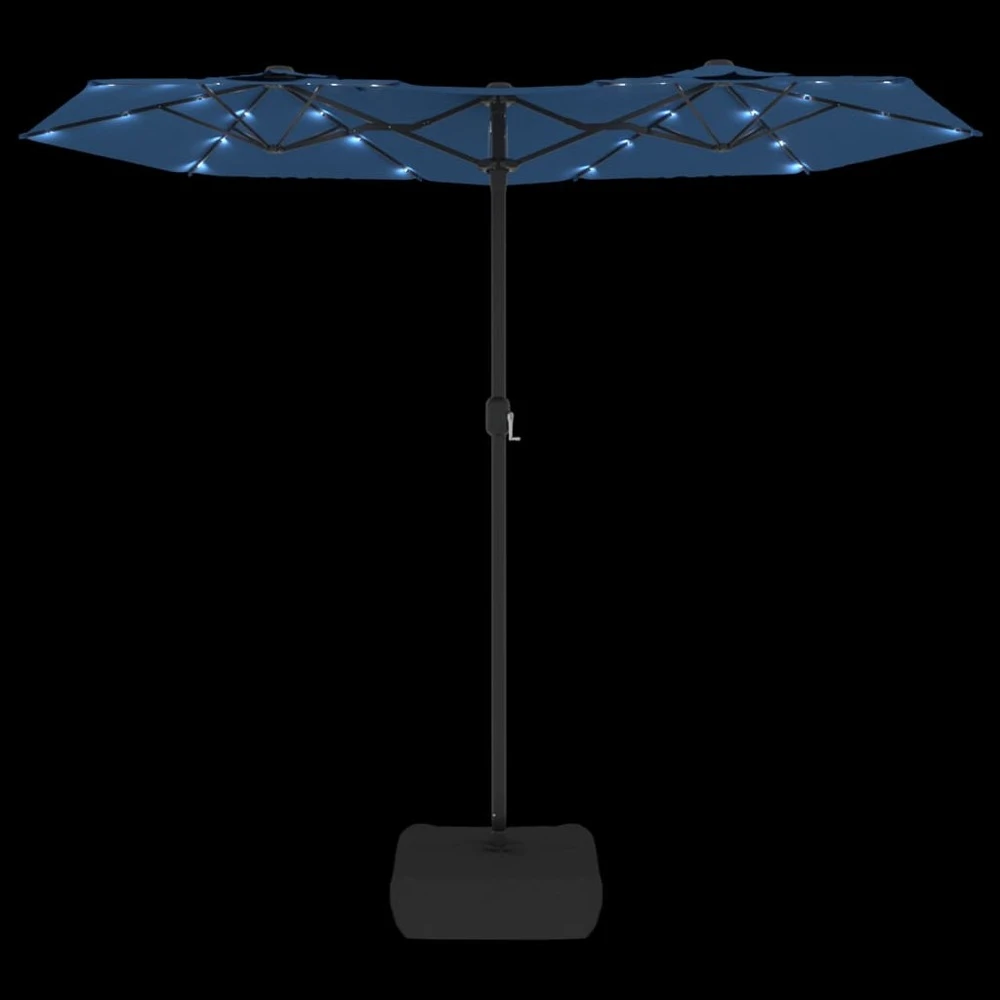 VIDAXL Parasol à Double Tête Avec Led Bleu Azuré 316x240 Cm 8 VIDAXL Parasol à Double Tête Avec Led Bleu Azuré 316x240 Cm – Image 6