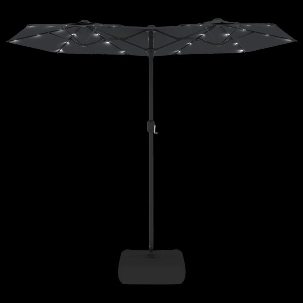 VIDAXL Parasol à Double Tête Avec Led Noir 316x240 Cm 8 VIDAXL Parasol à Double Tête Avec Led Noir 316x240 Cm – Image 6