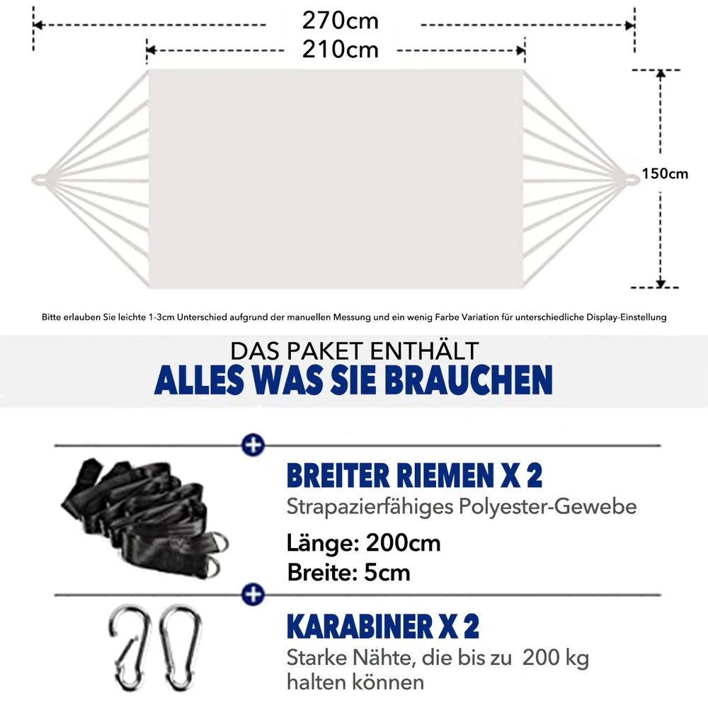 Mercury Hamac En Coton Avec Support En Acier De Dimensions 270x120x80cm, Capacité Maximale En 110kg 6 Mercury Hamac En Coton Avec Support En Acier De Dimensions 270x120x80cm, Capacité Maximale En 110kg – Image 4