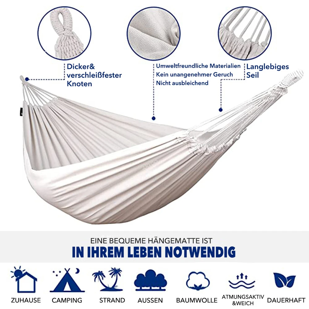 Mercury Hamac En Coton Avec Support En Acier De Dimensions 270x120x80cm, Capacité Maximale En 110kg 7 Mercury Hamac En Coton Avec Support En Acier De Dimensions 270x120x80cm, Capacité Maximale En 110kg – Image 5