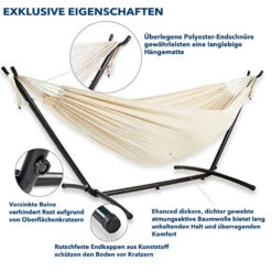 Mercury Hamac En Coton Avec Support En Acier De Dimensions 270x120x80cm, Capacité Maximale En 110kg 13 Mercury Hamac En Coton Avec Support En Acier De Dimensions 270x120x80cm, Capacité Maximale En 110kg -Promos Le Jardin Vivant Magasin 64763e2b678900.71232160