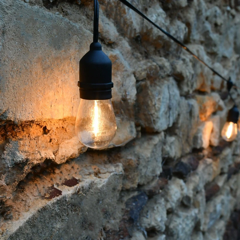 Guirlande Guinguette Jazz Solaire - L12,600 15 Led Filament Blanc Chaud - 300 Lumens - Prolongeable - Extérieur - Chromex 4 Guirlande Guinguette Jazz Solaire - L12,600 15 Led Filament Blanc Chaud - 300 Lumens - Prolongeable - Extérieur - Chromex – Image 2