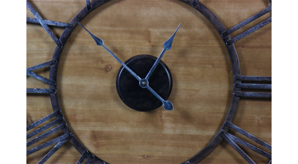 Grande Horloge Ancienne Fer Forgé Bois 80cm - Marron 5 Grande Horloge Ancienne Fer Forgé Bois 80cm - Marron – Image 3