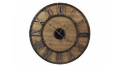 Grande Horloge Ancienne Fer Forgé Bois 80cm - Marron
