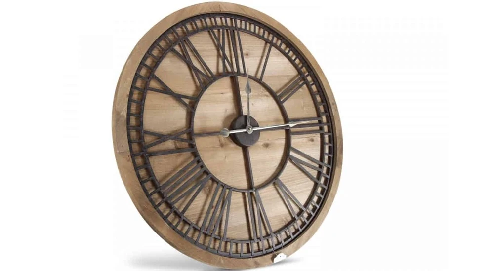 Grande Horloge Ancienne Bois Métal Marron 76x3x76cm - Bois, Métal 6 Grande Horloge Ancienne Bois Métal Marron 76x3x76cm - Bois, Métal – Image 4