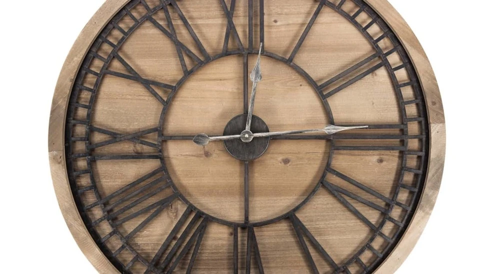 Grande Horloge Ancienne Bois Métal Marron 76x3x76cm - Bois, Métal 4 Grande Horloge Ancienne Bois Métal Marron 76x3x76cm - Bois, Métal – Image 2