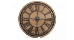 Promos Le Jardin Vivant Magasin 33 Grande Horloge Ancienne Bois Métal Marron 76x3x76cm - Bois, Métal