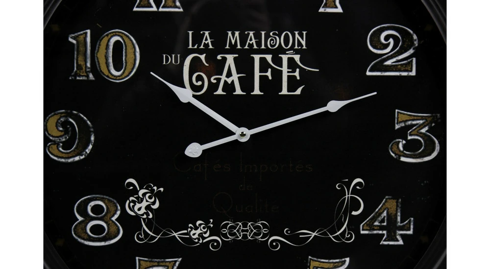 Horloge Ancienne Murale La Maison Du Café Métal Noir 62cm 5 Horloge Ancienne Murale La Maison Du Café Métal Noir 62cm – Image 3