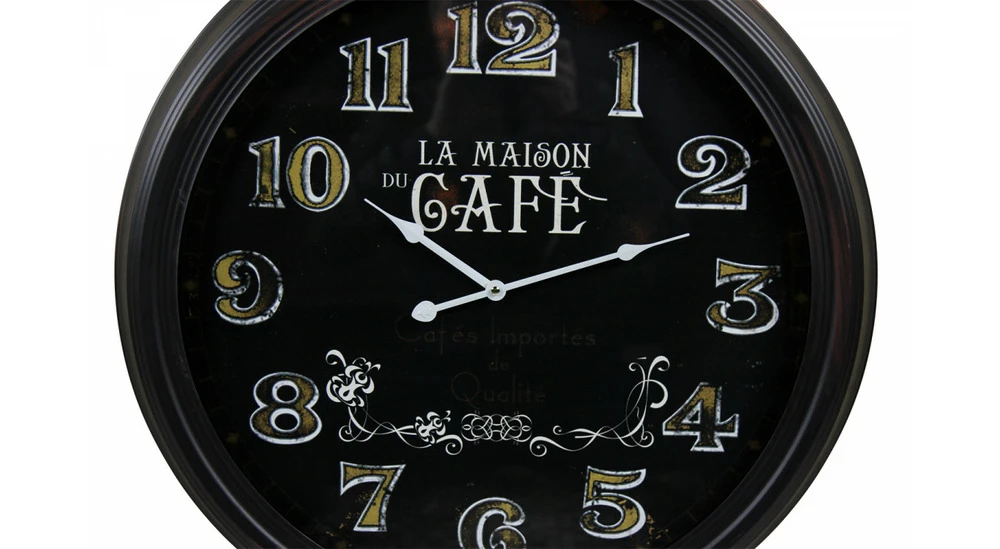 Horloge Ancienne Murale La Maison Du Café Métal Noir 62cm 4 Horloge Ancienne Murale La Maison Du Café Métal Noir 62cm – Image 2