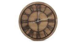 Grande Horloge Ancienne Bois Métal Marron 60x3x60cm - Bois, Métal