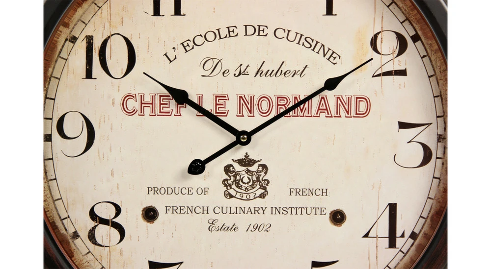 Horloge Ancienne Murale L'ecole De Cuisine De St Hubert Métal Blanc 58cm 5 Horloge Ancienne Murale L'ecole De Cuisine De St Hubert Métal Blanc 58cm – Image 3