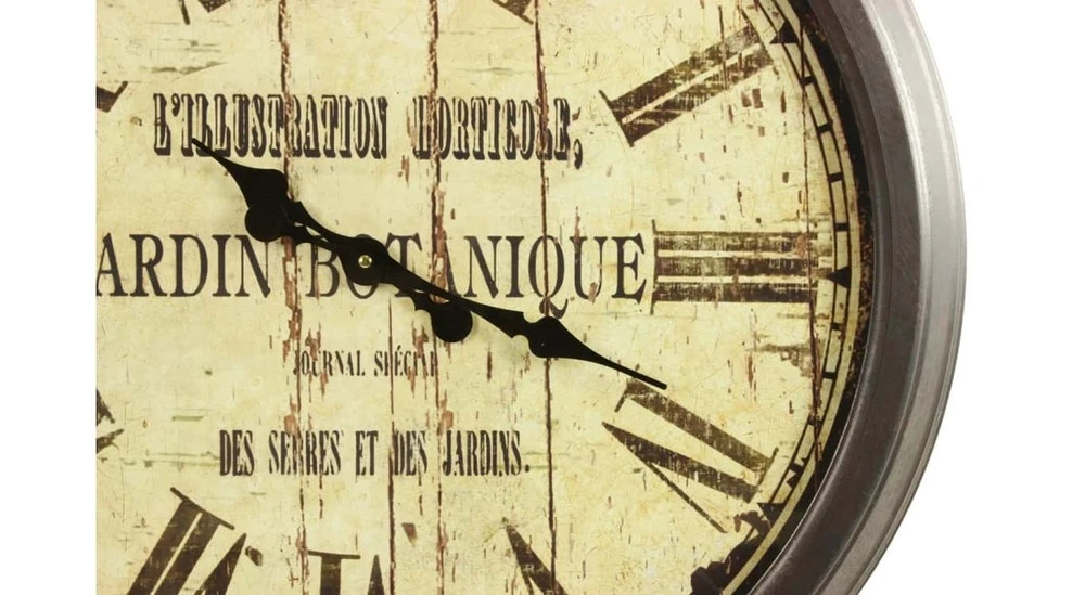 Grande Horloge Ancienne Murale Jardin Botanique 70cm - Fer - Blanc 6 Grande Horloge Ancienne Murale Jardin Botanique 70cm - Fer - Blanc – Image 4