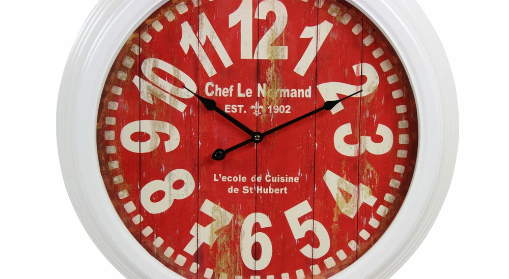 Horloge Ancienne Murale Chef Le Normand Métal Rouge-bordeaux 58cm 4 Horloge Ancienne Murale Chef Le Normand Métal Rouge-bordeaux 58cm – Image 2