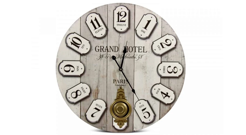Horloge Ancienne Balancier Grand Hôtel Montmartre Bois Blanc 58cm - Gris 3 Horloge Ancienne Balancier Grand Hôtel Montmartre Bois Blanc 58cm - Gris