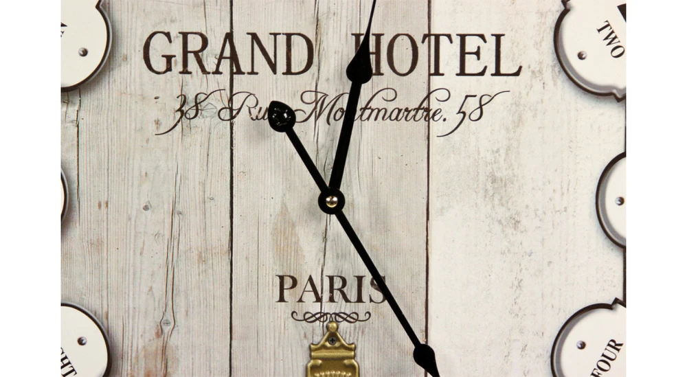 Horloge Ancienne Balancier Grand Hôtel Montmartre Bois Blanc 58cm - Gris 5 Horloge Ancienne Balancier Grand Hôtel Montmartre Bois Blanc 58cm - Gris – Image 3