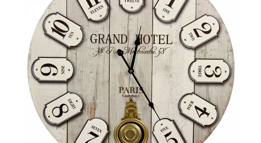 Horloge Ancienne Balancier Grand Hôtel Montmartre Bois Blanc 58cm - Gris 4 Horloge Ancienne Balancier Grand Hôtel Montmartre Bois Blanc 58cm - Gris – Image 2