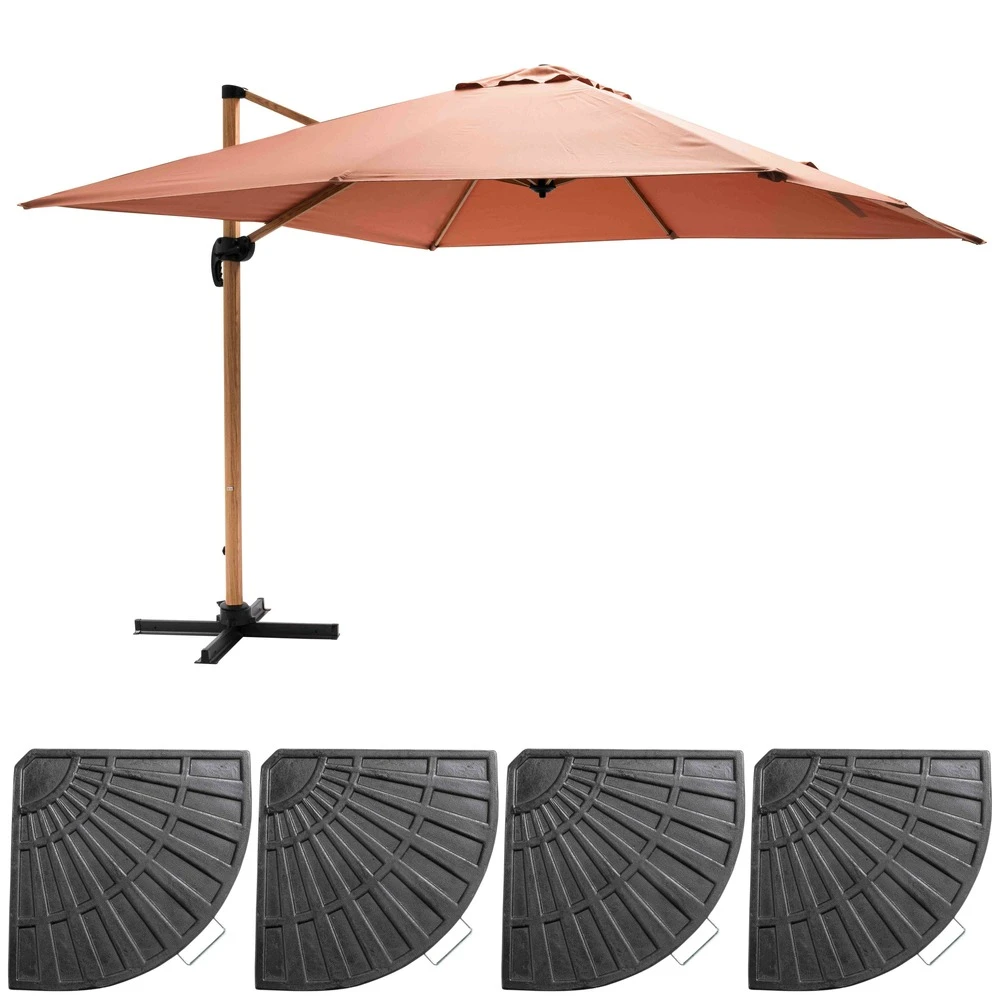 Parasol Déporté 3x3m Et 4 Dalles Lestées Effet Bois Argile 3 Parasol Déporté 3x3m Et 4 Dalles Lestées Effet Bois Argile