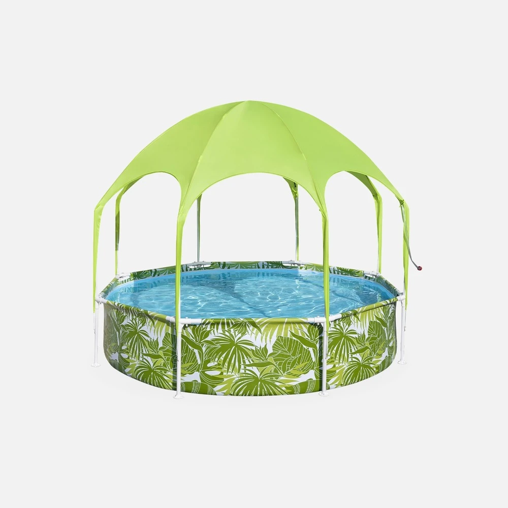 Piscine Tubulaire Hors Sol Tana Avec Parasol Et Brumisateur Intégré. Ronde ø244x51cm 3 Piscine Tubulaire Hors Sol Tana Avec Parasol Et Brumisateur Intégré. Ronde ø244x51cm