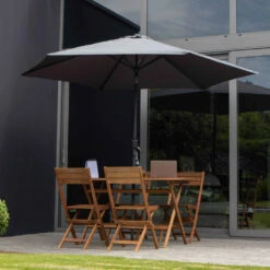 Parasol Droit Inclinable 3m Et 4 Dalles Lestées Aluminium Gris -Promos Le Jardin Vivant Magasin 6480223e145238.74619408
