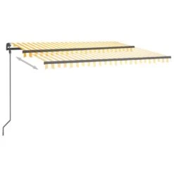 VIDAXL Auvent Automatique Capteur De Vent Et Led 4,5x3m Jaune Et Blanc -Promos Le Jardin Vivant Magasin 6480d1d2d31334.06239612