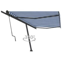 VIDAXL Auvent Automatique Sur Pied 500x350 Cm Bleu/blanc