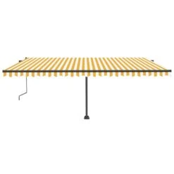 VIDAXL Auvent Automatique Sur Pied 500x350 Cm Jaune/blanc -Promos Le Jardin Vivant Magasin 6480d1da486994.03474225