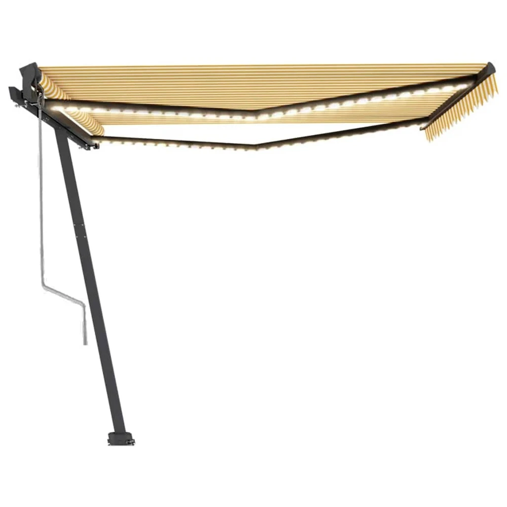VIDAXL Auvent Automatique Capteur De Vent Led 450x350cm Jaune Et Blanc 6 VIDAXL Auvent Automatique Capteur De Vent Led 450x350cm Jaune Et Blanc – Image 4