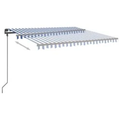VIDAXL Auvent Automatique Capteur De Vent Et Led 5x3,5 M Bleu Et Blanc -Promos Le Jardin Vivant Magasin 6480d1e6de8132.91720096